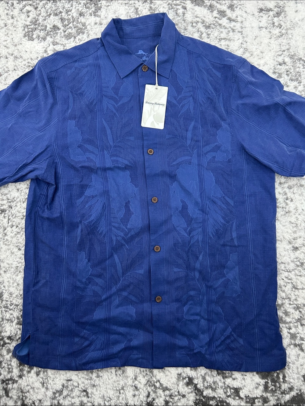 Tommy Bahama Royal Blue Floral Jacquard Camp Shirt